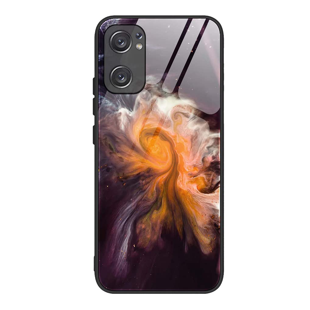 MAOGE Cover per Oppo Find X5 Lite 5G, Custodia Protettiva Ultra Sottile ed Elegante in Silicone TPU, Case Antiurto AntiGraffio in Vetro Marmorizzato, Cielo Stellato Nero