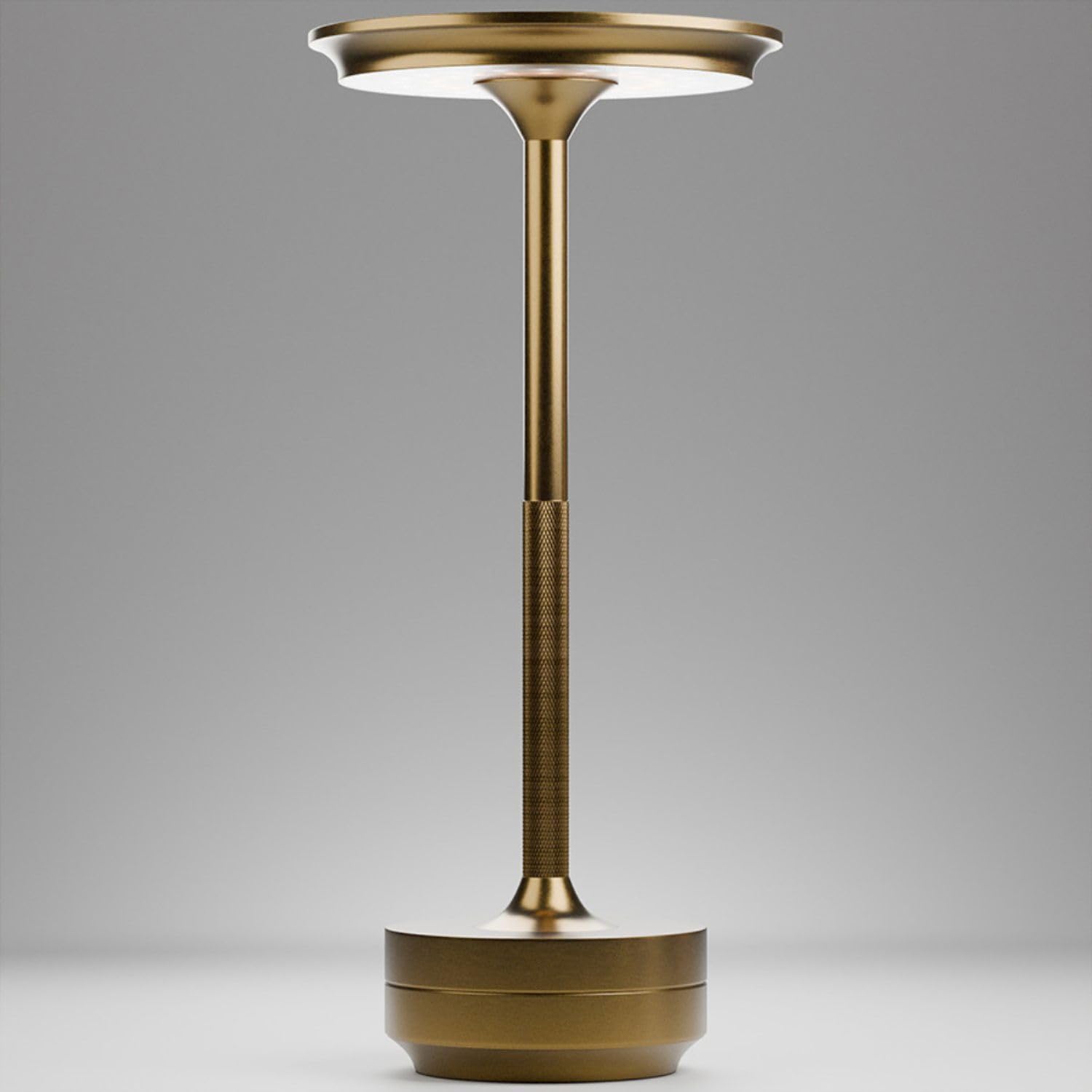 TAP Light Retro Tischlampe Gold Dimmbar I Aluminium Vintage Lampe mit modernem Design I 28cm Hoch Akku betrieben I Elegante Nachttischlampe egal für Wohnzimmer, Esszimmer& Schlafzimmer