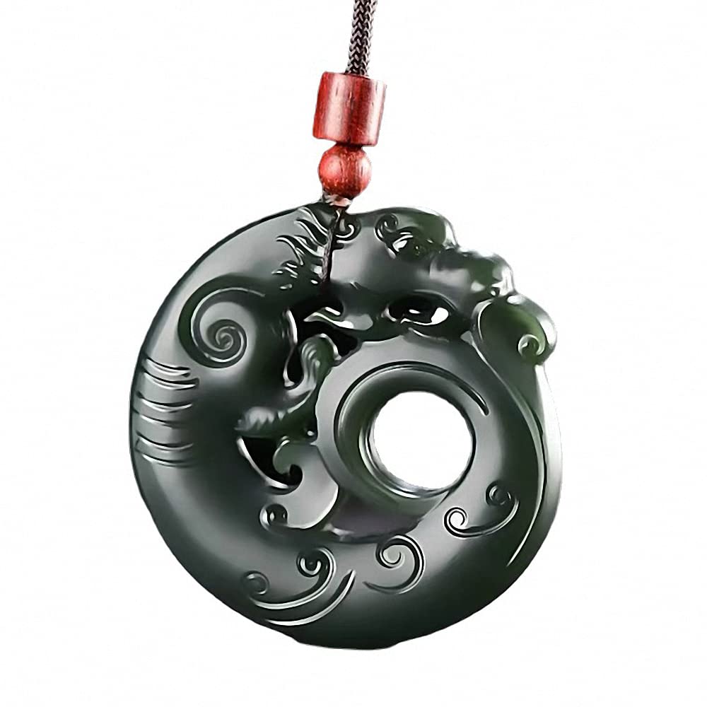 jade necklace, New men Hotan jade Loong fashion pendant jade imitation Gulong Necklace fierce man style beast Pendant