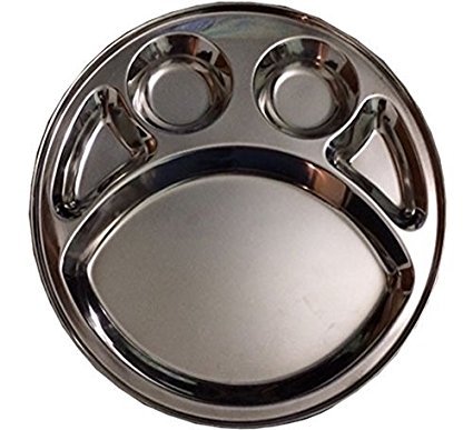Tanish TradingTMT Steel Five Compartment Round Plate, dinner Thali,Mess Tray, Dinner Plate 1pcs,steel plate with partition,round thali,lunch plate,lunch thali,steel dinnerware plate