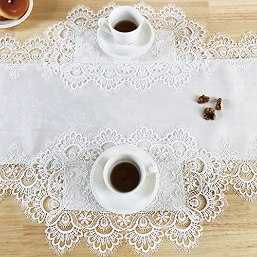 Breksdat Lace Placemats Of Polyester For Dining Table Set Of 6 Farmhouse Style White Placemat For Wedding Hotel Kitchen 12 X 18 Inches Elegant Vintage Embroidered For Christmas Daily Use, Washable #TOP1