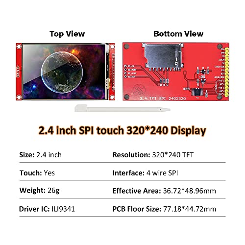 Image of Hosyond 2.4 Inches TFT LCD Touch Screen Shield Display Module 320x240 SPI Serial ILI9341 with Touch Pen Compatible with Arduino R3 /Mega2560 Development Board