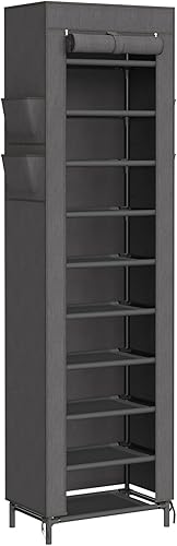 Miniatura 8 de Simple Trending Zapatero estrecho con tapa, organizador de zapatos de 10 niveles, armario alto y independiente con capacidad para 20 pares para