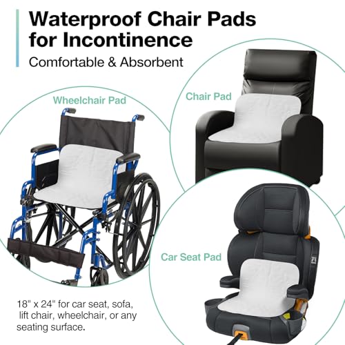 Image of Washable Waterproof Underpads, 24 inch x 18 inch (4 Pack) Reusable Incontinence Pads for Chair, Bassinet, Crib, Car Seat, Sofa, Wheelchair, Small Size