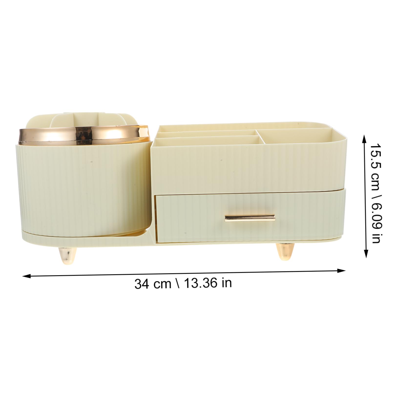 BESTOYARD Drehbarer Make Up Pinselhalter mit Organizer, Pet, Beige