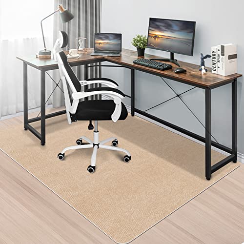 【Amazon 限定ブランド】デスク チェアマット【大判サイズ160×140cm 】HAODEMI 厚さ4mm 床保護マット ダイニングマット ゲーミングチェア 床保護 傷防止吸着 床マット 騒音対策 滑り止め カット自由床暖房対応 一年保証(ベージュ)