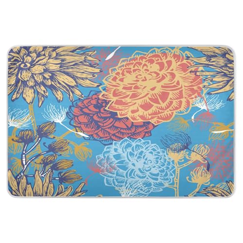 susiyo Vintage Floral Dark Bed Pads for Incontinence Mattress Protector Anti-Slip Waterproof Pads (56