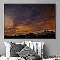 Framed Canvas Wall Art Mountainscape Aerial Dramatic Landscape Mountain Top Multicolor Photography Realism Rustic Warm - 16x24 inches