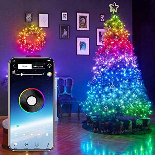 Preisvergleich Produktbild GOHHK Weihnachtsbaumdekoration Lichter, USB LED Lichterkette Bluetooth App Control Kupferdraht Lichtstreifen Baumdekoration wasserdichte Outdoor-Lichterketten für Weihnachtsdekoration Licht