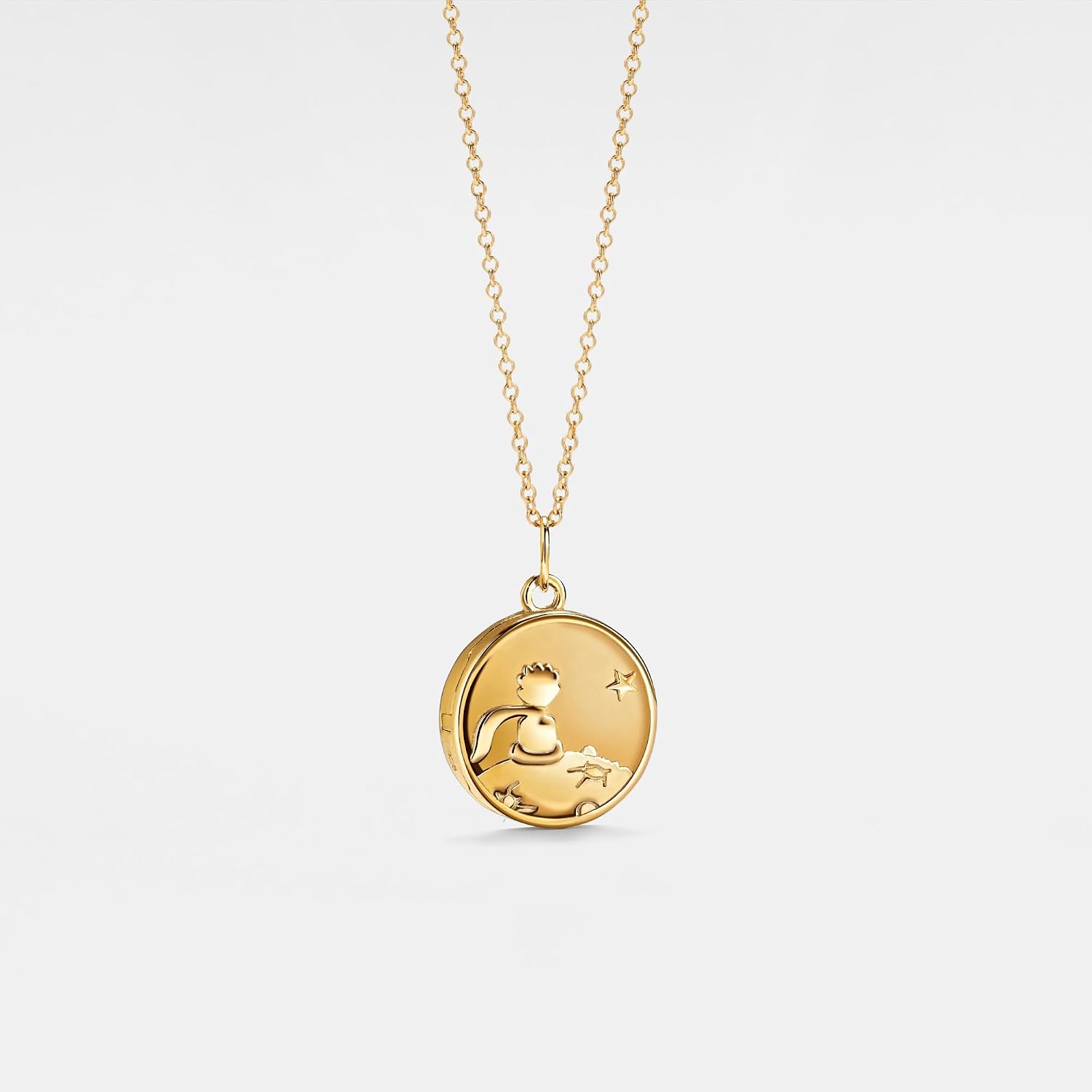 PERIMADE Locket Necklace Customize Picture Pendant for Women, Personalized Little Prince Locket that Holds Photo, Custom Engraving Text Memorial Charm Necklace Birthday Christmas Jewelry Gift