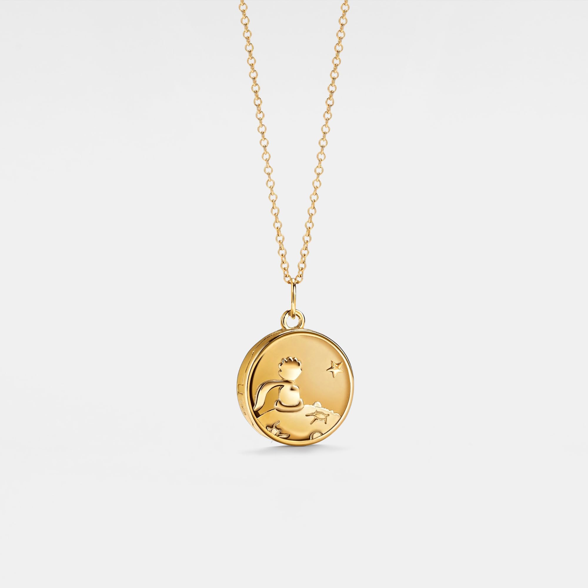 PERIMADE Collar con medallón personalizado para mujer, medallón personalizado de príncipe pequeño que sostiene fotos, grabado personalizado, texto conmemorativo, regalo de joyería de cumpleaños y