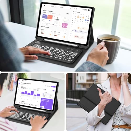 Image of KVAGO Keyboard Case for Samsung Galaxy Tab S11 Ultra 14.6 inch 2025 (SM-X930 /X936B), 7 Color Backlit,Magnetic Detachable Wireless Bluetooth Keyboard with S Pen Holder,Black