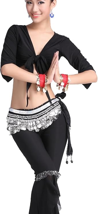 Belly Dancing Hip Scarf Gypsy Belt Skirt Coins for Women Rave Outfit Dance Halloween Costume