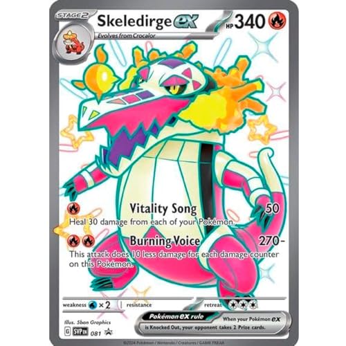 Riesige Pokemon-Karten, Promo, GX, VMAX, EX, Vstar oder V, Jumbo-Karte, XXL, Pokémon-Werbebox, offizielle Karte, englische Sprache (Skeledirge EX)