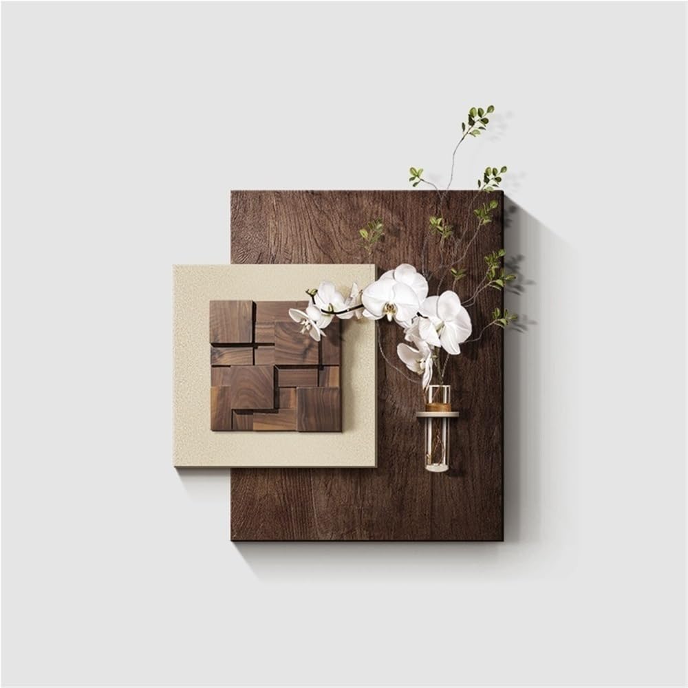 Arte de Pared rústico 3D de Madera y Arenisca, Arte de Pared con empalmes de Madera Maciza, Escultura 3D Decorativa para Colgar en la Pared, decoración de Pared con diseño Retro de Madera (marrón OSC