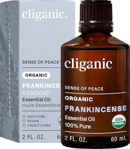Cliganic Organic Frankincense Essential Oil - 100% Pure Natural for Aromatherapy Diffuser | Non-GMO Verified