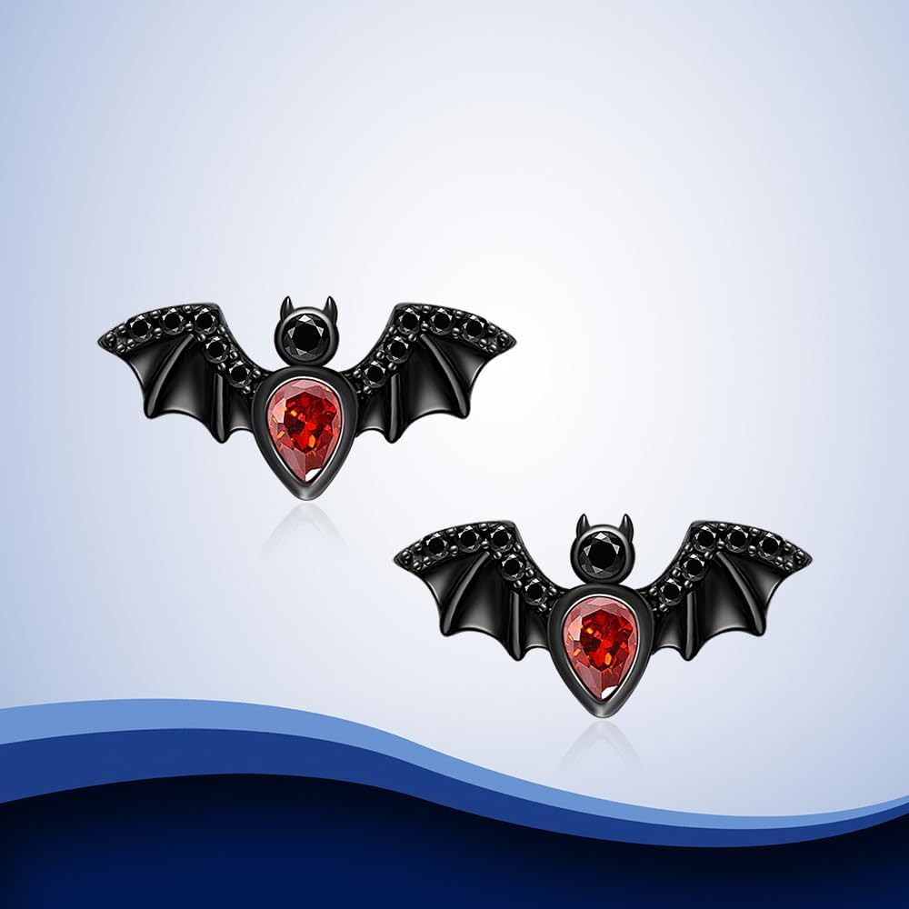 Bat Earrings Studs Sterling Silver Spooky Bat Earrings for Women Halloween Gothic Black Jewelry