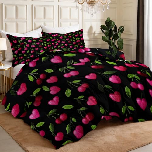 Edredón de frutas 135 x 200 cm juego de cama estampado con 2 fundas de almohada 6