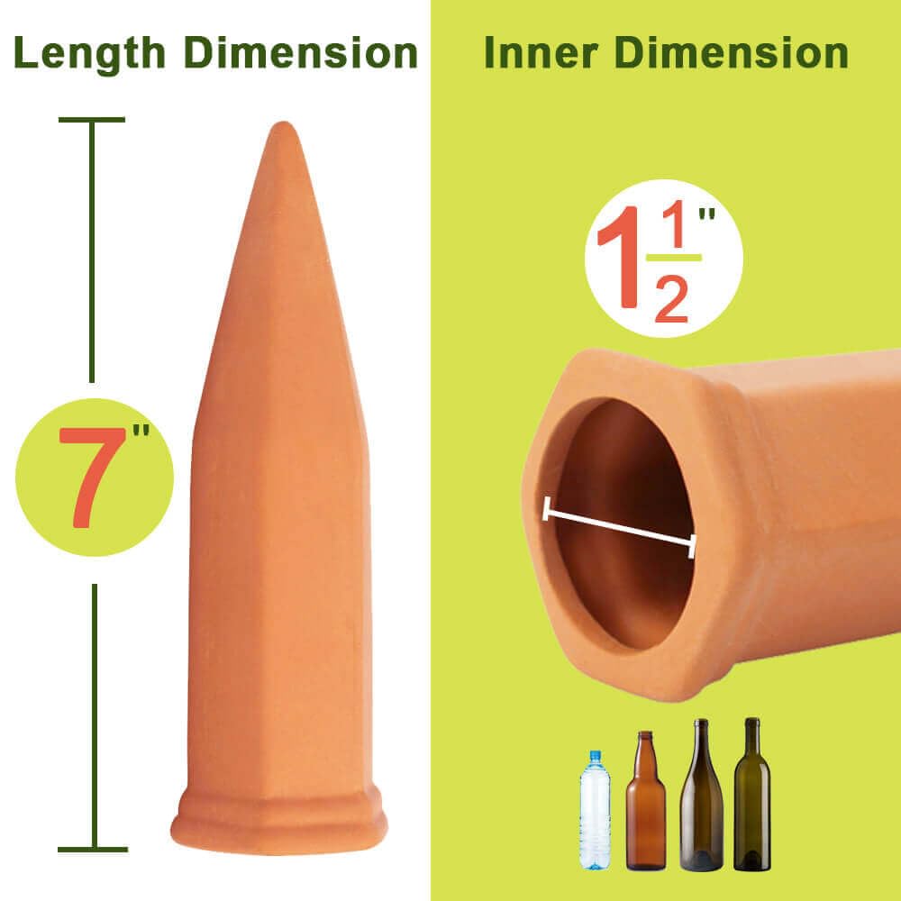 vensovo Lot de 16 pics d'arrosage automatique en terre cuite pour plantes en pot pour plantes d'extérieur, d'intérieur, bouteille de vin