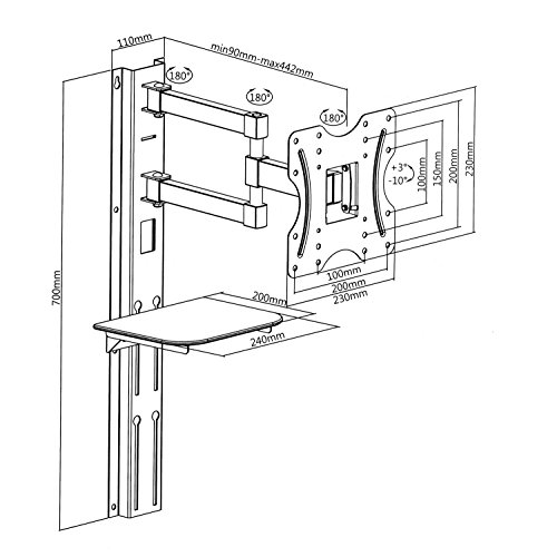 Supporto per televisore con mensola 23-42'', peso