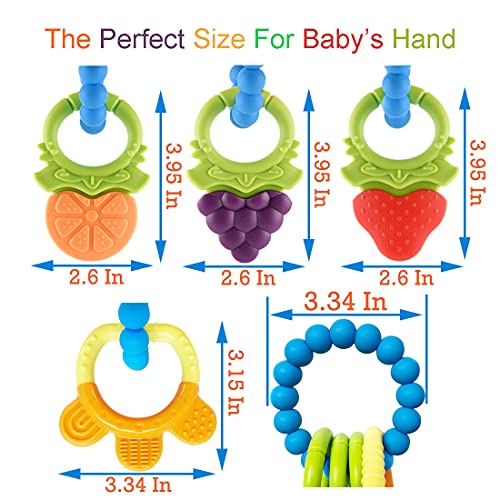Baby Teething Toys 4 Pcs Bpa Free Silicone Baby Teethers, Freezer Safe Organic Infant Teething Toys Soft & Textured For Natural Brain Development #TOP6