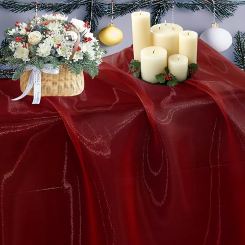 VDS Maroon Organza Fabric, 5 Yards Continuous, 45” Wide, Wedding