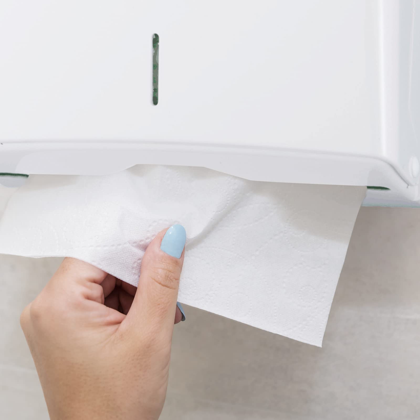 Jofel - Distributeur d'essuie-mains, essuie-mains pour le visage, distributeur d'essuie-mains mural, jusqu'à 600 serviettes en zigzag, antibactérien, boîtier ABS résistant, Azure AH33700, Blanc