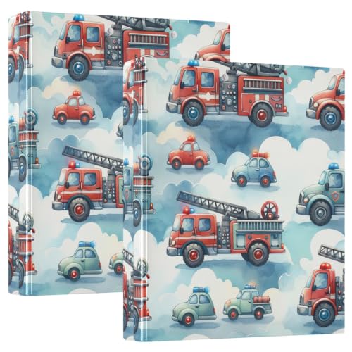 Classeur imprimé à 3 anneaux jolis camions de pompiers pour classement de bureau