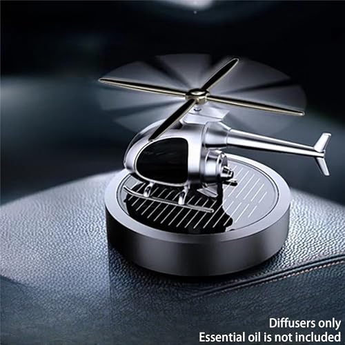 Image of Car Diffuser Quiet & Stylish Helicopter Solar Dashboard Decor Auto-Rotating Air Purifier for Men & Military Enthusiasts Enhance Driving Experience (Black)