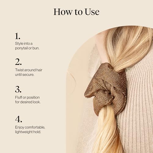 Image of Kitsch Metallic Mesh & Satin Scrunchies For Women - Recycled Fabric Hair Ties for Secure Hold, Comfortable Wear | Softer Than Silk Scrunchies For All Hair Types - Black & Chocolate, 2pcs