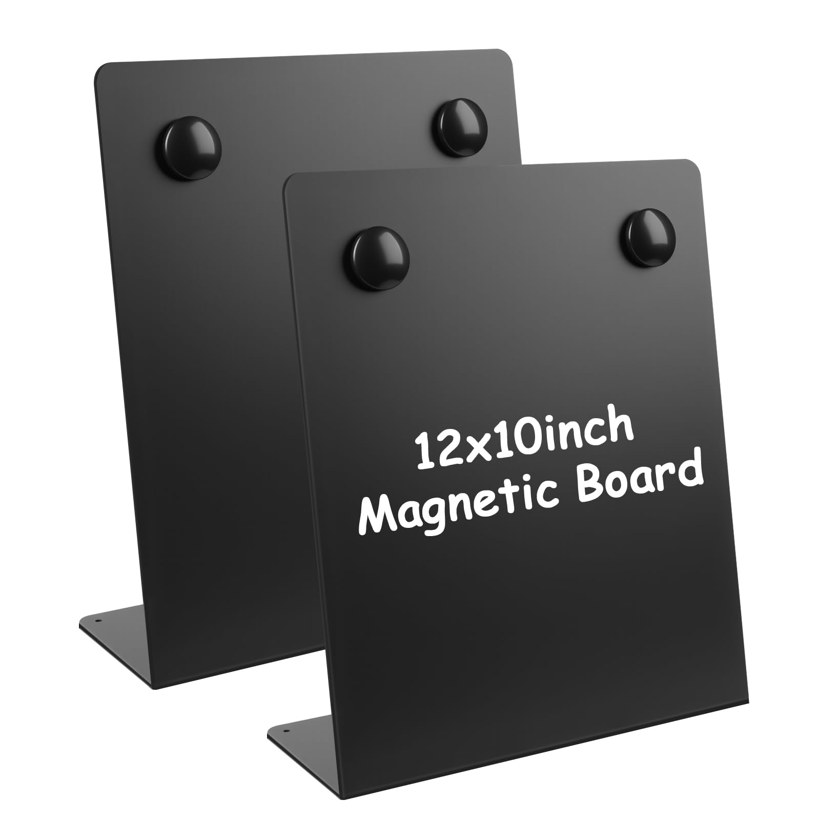 2 Pcs Large Magnetic Bulletin Board with Stand, 12x10inch Metal Magnet Display Board, Tabletop Memo Board, Memo Display Easel Stand with 4 Magnets for Home School Office