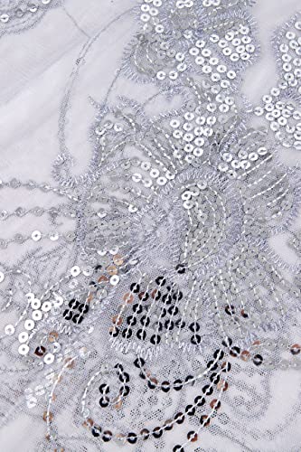 Image of BABEYOND 1920s Sequined Shawl Wraps for Women Fringed Evening Cape Wedding Bridal Shawl Scarf for Evening Dresses Party