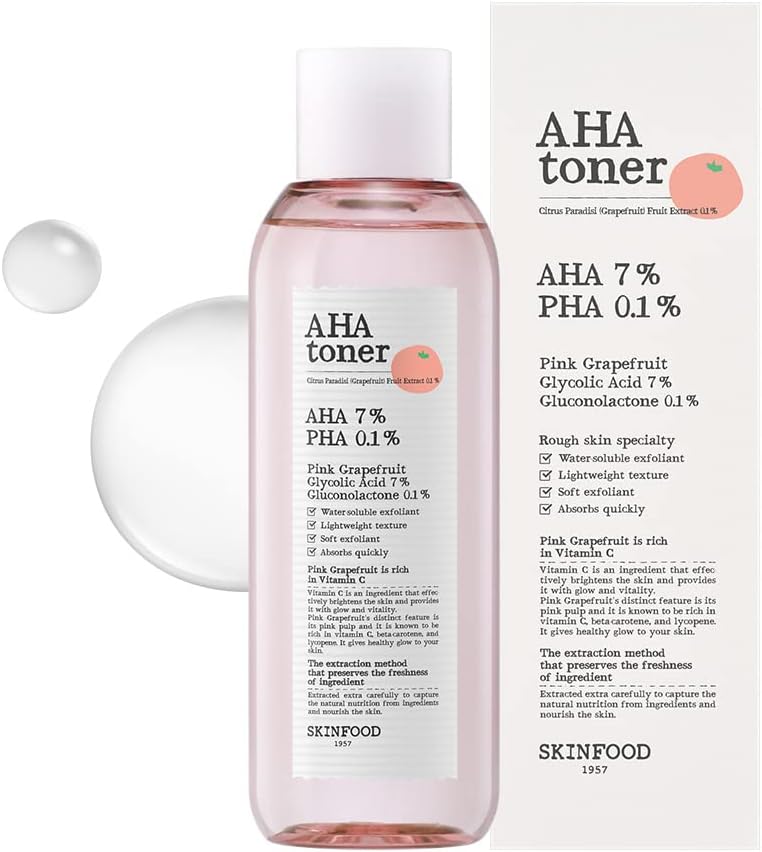 SKINFOOD Pink Grapefruit AHA Toner 6.76 fl.oz (200ml), 7