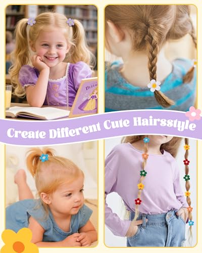 Jollybows 24 Stück Blumen für Haargummis Mädchen, Bunt Kleine Elastische Zopfgummis Mini Haarschmuck für Baby Mädchen Kinder Kleinkind