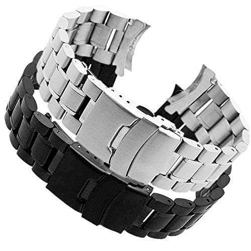Correa reloj acero inoxidable 24mm con terminal curvo y eslabones repuesto doble cierre 4