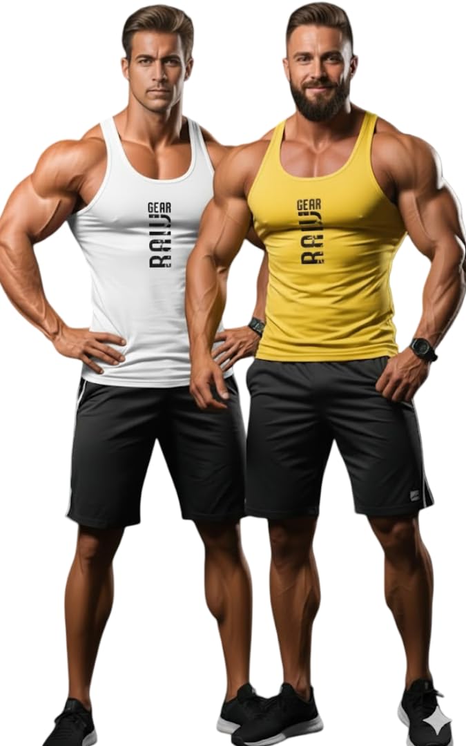 furrr Men's Gym Vest for Bodybuilding | RAW Gear Stringer Tank Top | Muscle & Training Wear Pack of 2-picture-21