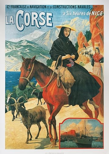 Poster Corse Bonifacio souvenir de voyage nostalgique illustration Abel Brun PLM 1904