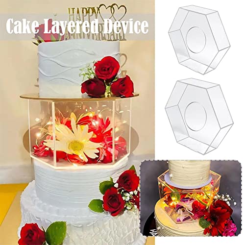 Acrylic Fillable Cake Stand, Clear Cake Stand Acrylic Cake Stand Cake Tier, Decorative Cake Display Stand, Hexagon Cake Display Stand, Decorative Centerpiece For Wedding Birthday #TOP3