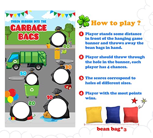 Bags Garbage Truck Trash Trucks Toss Games Banner Backdrop Waste Management Recycling Bin Throw Rubbish Into The Garbage Theme Decor Decorations For Boy Girl Birthday Party Baby Shower Supplies Gift #TOP2