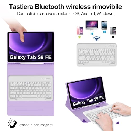 Evita arañazos en tu Samsung Galaxy Tab S9 FE+ con esta funda protectora y teclado Bluetooth Ñ 3
