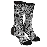 MINIOZE White Black Paisley Casual Funny Funky Novelty Fashion Socks For Men Women