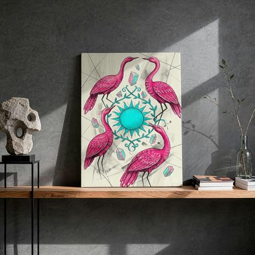Cuadro de pájaros tropicales turquesa de 12x16 pulgadas para decoración de salón moderno 4