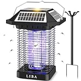 LiBa Solar Bug Zapper Outdoor, 2 in 1 Mosquito Zapper Cordless & Rechargeable, Solar Insect Killer Lamp, 3500V Mosquito Catcher Decor Light for Patio Garden Backyard