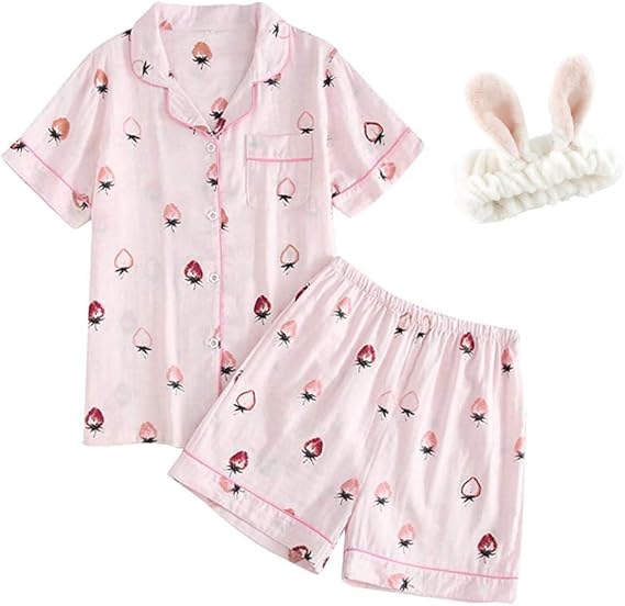Amazon パジャマ レディース 半袖ルームウェア 3点セット ヘアバンド付き 半袖シャツ ショートパンツ 綿100 吸汗速乾 通気 肌に優しい 脱着簡単 部屋着 春夏 ピンク L パジャマ ルームウェアセット 通販 Amazon パジャマ レディース 半袖ルームウェア 3点セット ヘアバンド付き 半袖シャツ ショートパンツ 綿100 吸汗速乾 通気 肌に優しい 脱着簡単 部屋着 春夏 ピンク L パジャマ ルームウェアセット 通販