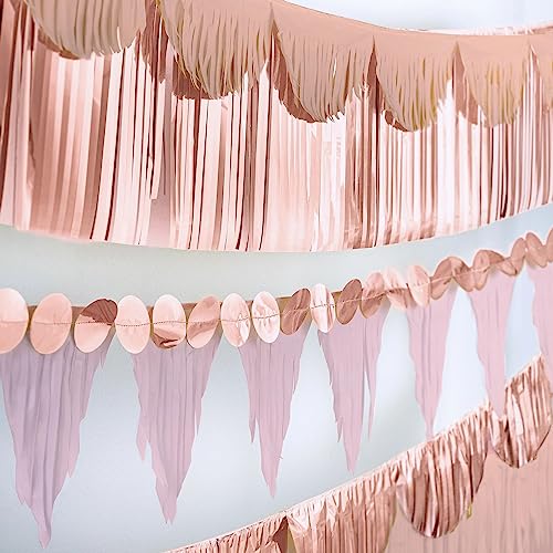 Guirlande de bannière à franges multi-formes or rose aux finitions soignées