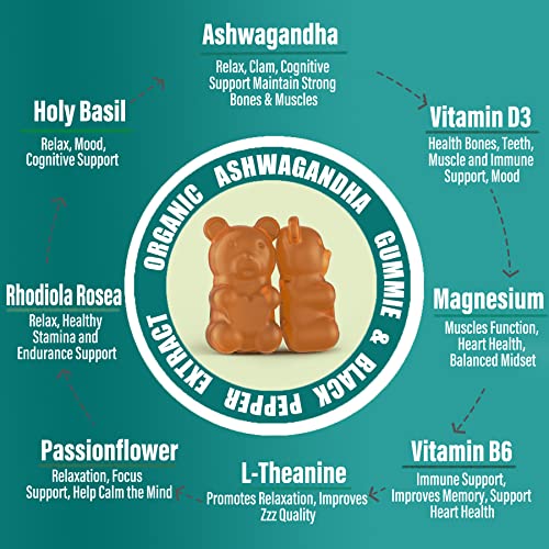 2 Pack Sugar Free Ashwagandha Gummies For Women & Men, 9 In 1 Ashwagandha Supplements 1500Mg With Magnesium & Vitamin D3 B6, L-Theanine, Rhodiola For Clam, Mood, Muscle & Energy Boost - 120 Gummies #TOP2