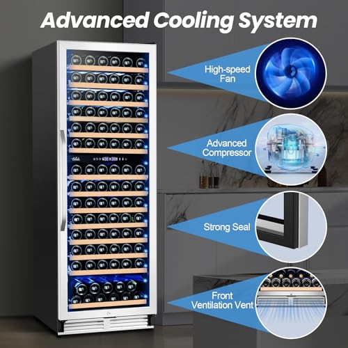 Velieta 180 Bottles Wine Fridge 24 Inch Dual Zone Wine Cooler Refrigerator Freestanding Wine Refrigerator with Glass Door and Safety Lock, Large Wine Cellar for Home, Office, Kitchen on Fridge.com