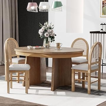 rattan round dining table and chairs
