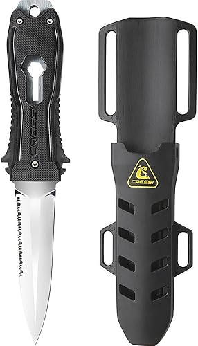 Miniatura 4 de Cressi Cuchillo de buceo de pesca submarina - Hoja de acero inoxidable - Extractor de ejes trenzados - Lagarto Hecho en Italia, negro