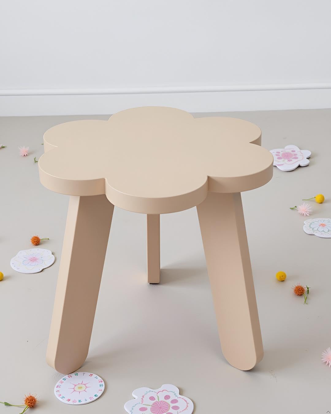 SBF Furniture Mini Flower Side Table, 30 cm, Matte Finish, Modern Minimalist Design, 3 Angled Legs (Flower Brown)-image-11